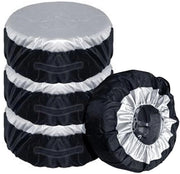 Set di sostituzione gomme per 4 ruote - Adatto per pneumatici da 13 a 19 pollici - Casella di ricambio - Borsa di stivaggio - Tasca portatile - Materiale in poliestere - Nero/Argento - Casella di ricambio