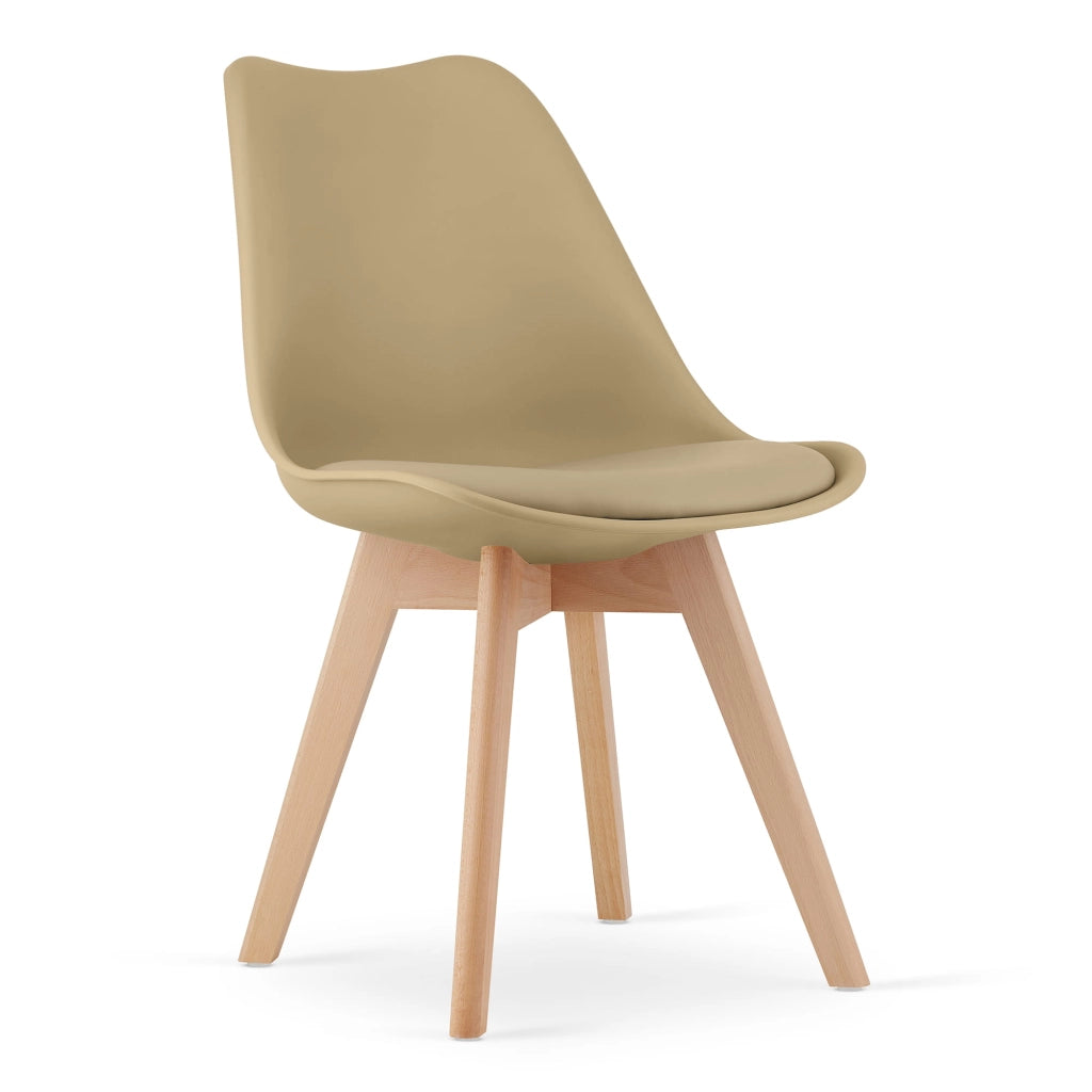 Sedia VALORA RIXK - Design moderno beige scuro con gambe in faggio x 3