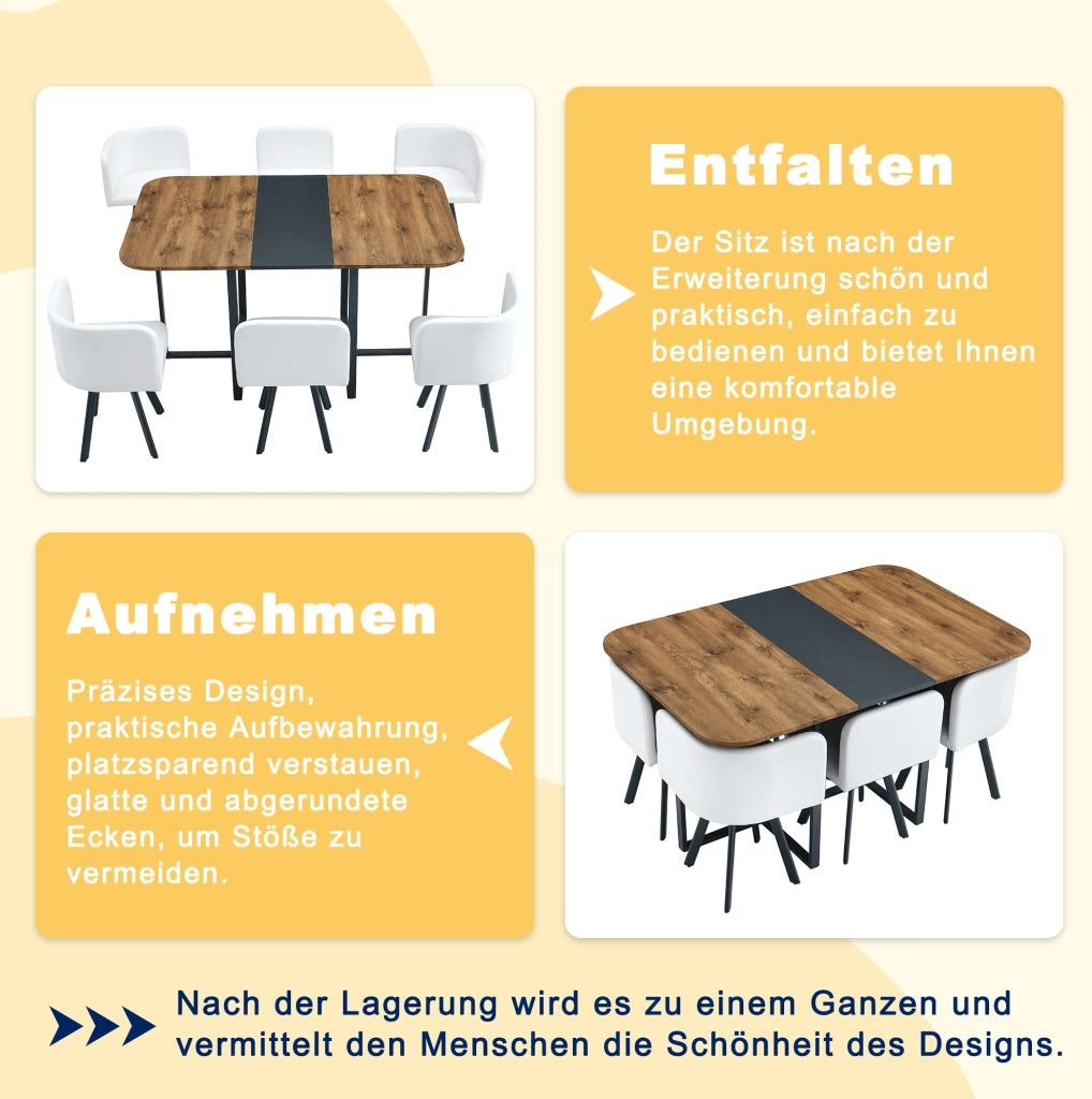 Set da pranzo allungabile con sedie in MDF e metallo