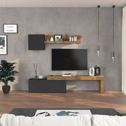 WHOUS Parete attrezzata Chronos set soggiorno antracite opaco e rovere 180/290x40 cm