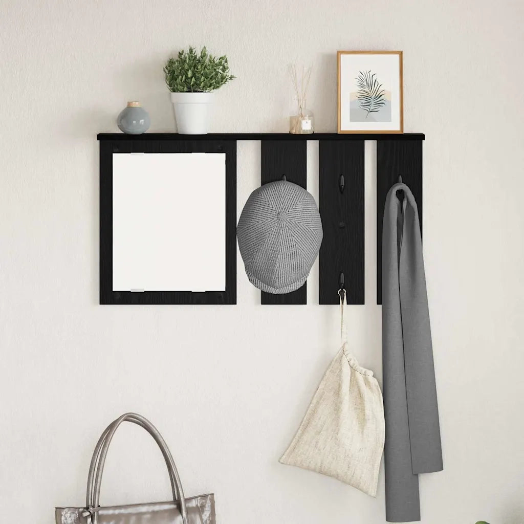 vidaXL Appendiabiti a muro con lo scaffale Rovere nero 85 x 10 x 45 cm