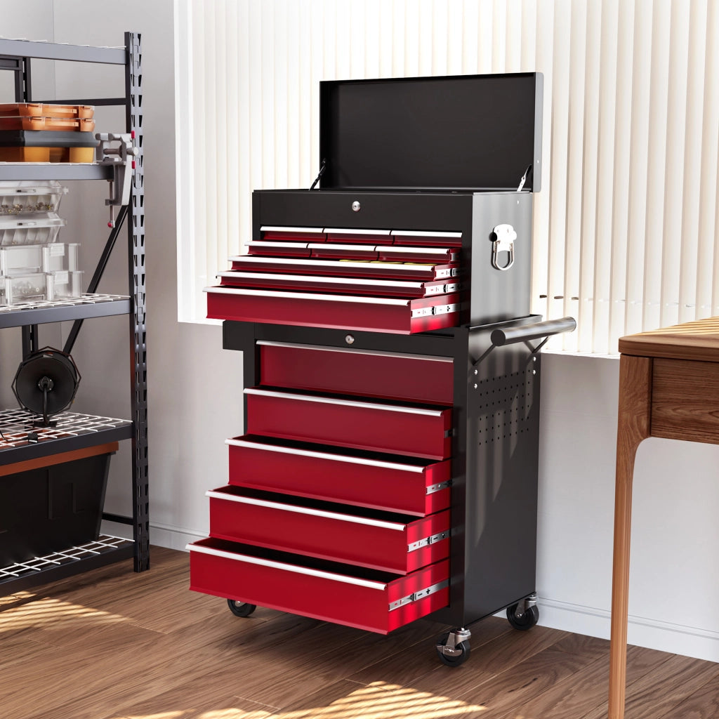 CARRELLO PORTAUTENSILI 71,5x40x84 cm Rosso in acciaio