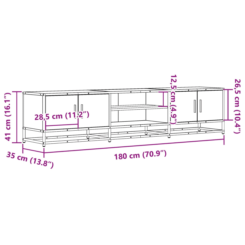 Mobile Porta TV Grigio Sonoma 180x35x41 cm in Truciolato 3300778