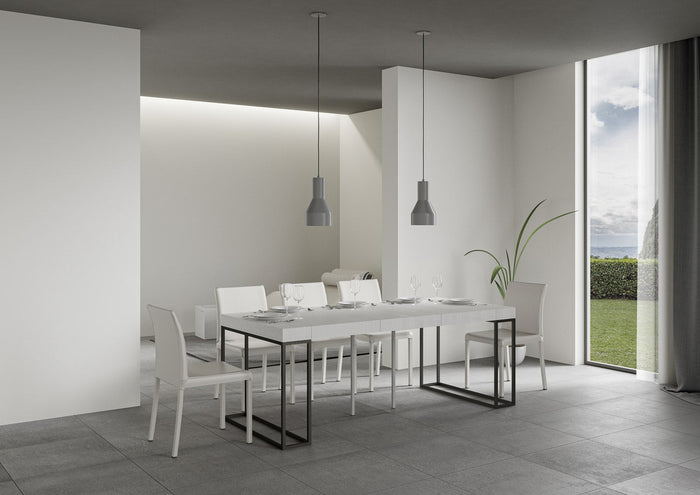 Consolle Allungabile 90-300x40x77 cm in Nobilitato Bianco