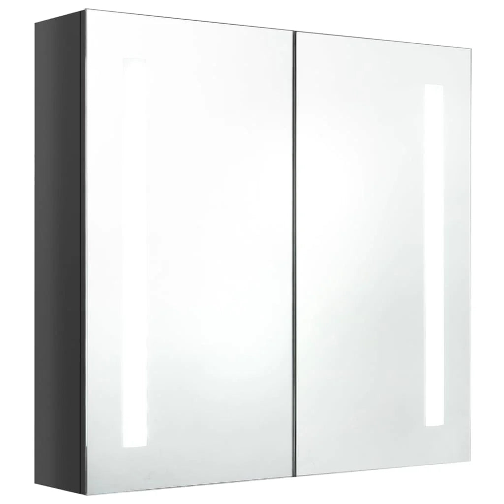Mobiletto da bagno con specchio luminoso a LED 62 x 14 x 60 cm grigio 02_0006603