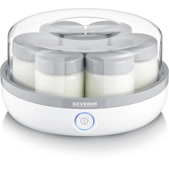 SEVERIN JG 3518 Yourtiere 7 vasi da 150 ml ciascuno, pratici e compatti, 100% BPA free, promemoria graduazione, avvolgicavo, 13 W