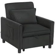 Poltrona Letto Reclinabile con Tasche Laterali, in Tessuto Effetto Velluto, 74x84x81 cm, Grigio Scuro
