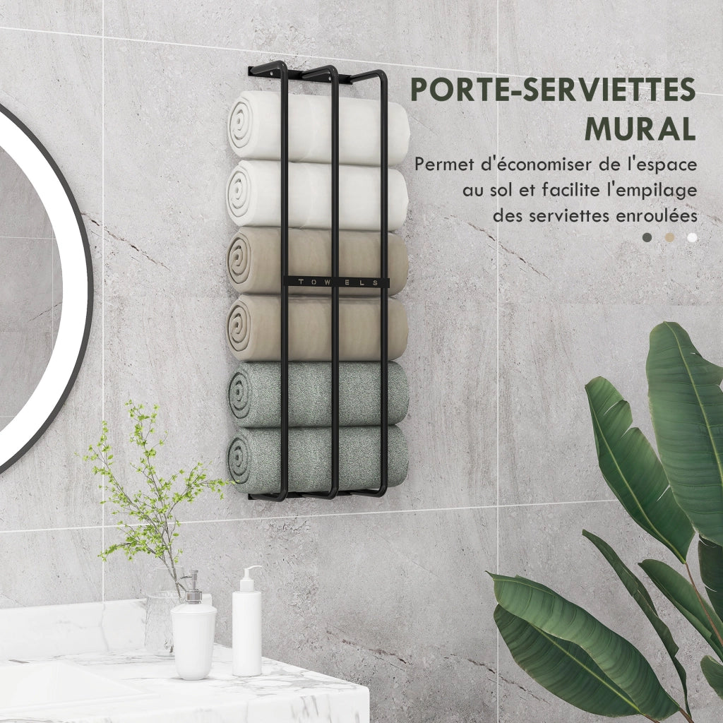 Portasciugamani da parete 3 barre ¨C Xylo ¨C metallo nero 21x12x74 cm