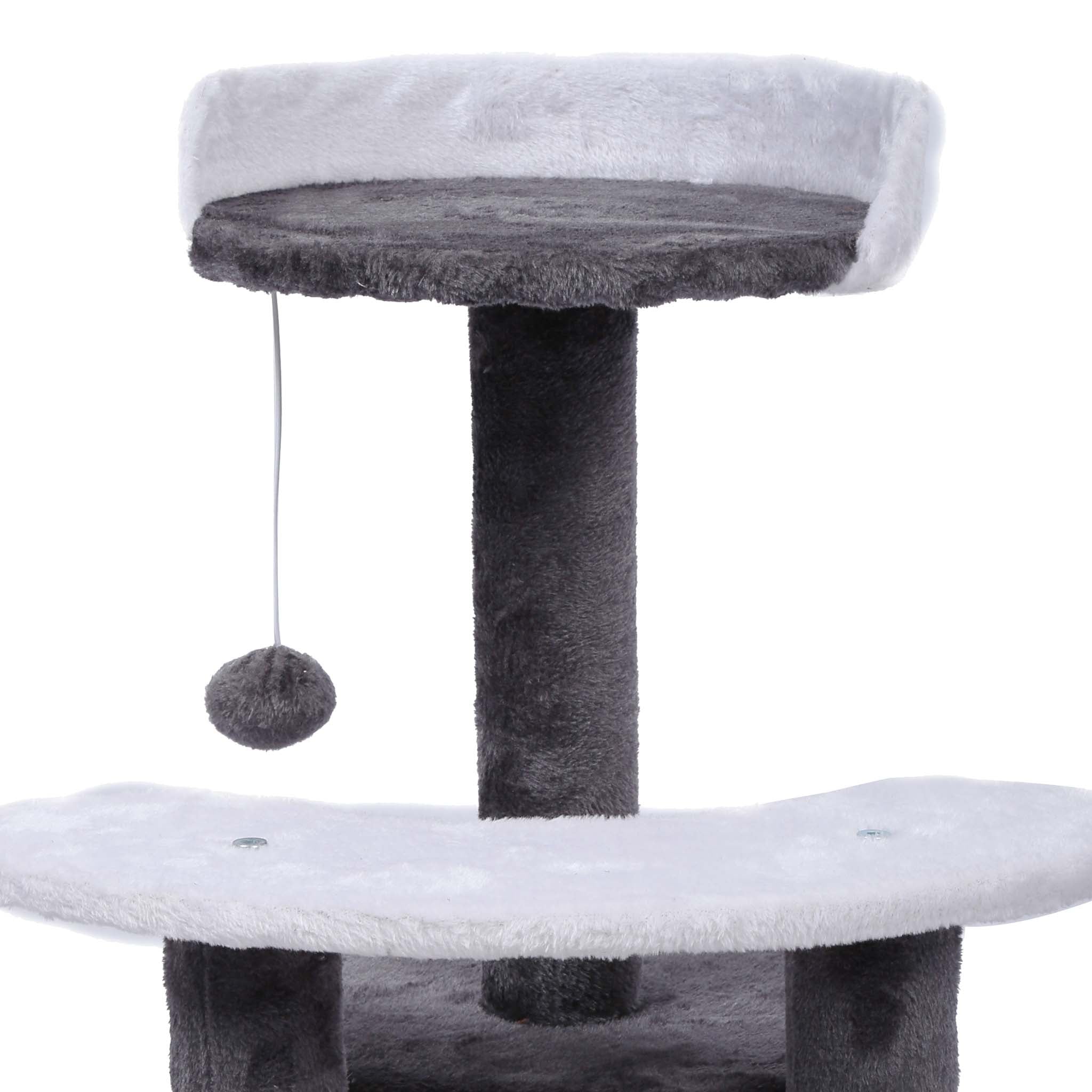 Albero tiragraffi 67 cm grigio/bianco Con sisal, piattaforma, nicchia e pallina