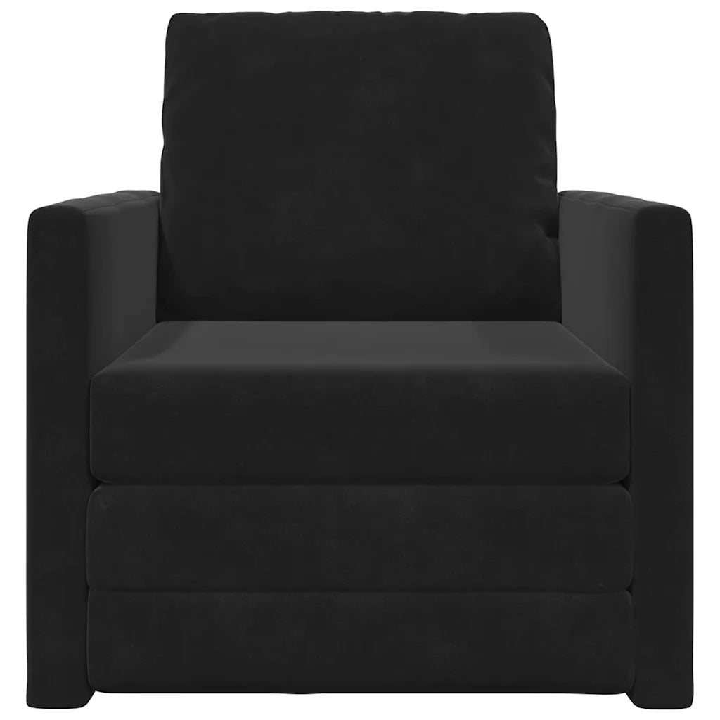 Divano letto | Sof¨¤ letto | Letto singolo Nero 74 x 77 x 81 cm Velluto