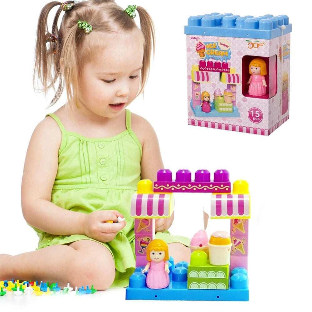 Trade Shop - Costruzioni Giocattolo Per Bambini Gelateria 14pz Con Personaggio E Accesssori -