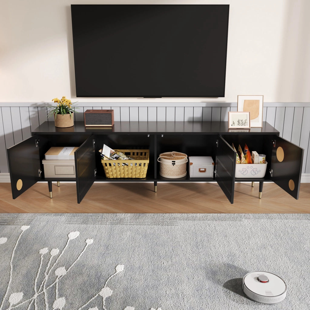 Cassettiera per TV nera in MDF lunghezza 170 cm