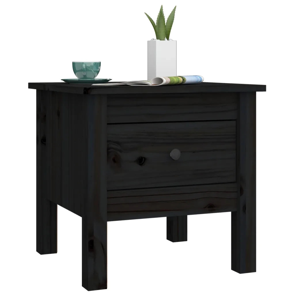 Tavolini 2 pz | Tavolo laterale Neri 40x40x39 cm in Legno Massello di Pino