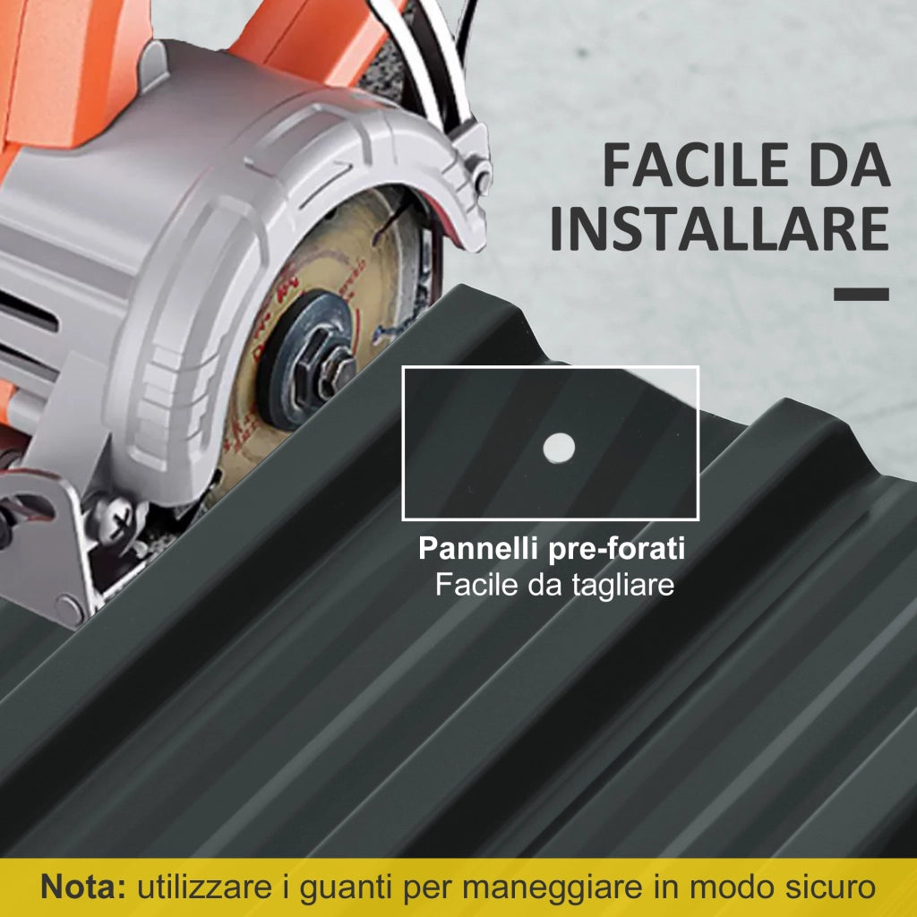 Pannelli Ricambio per Casetta Giardino ¨C Xylo ¨C Acciaio Zincato Grigio Scuro 129x45 cm Set 12 Pezzi