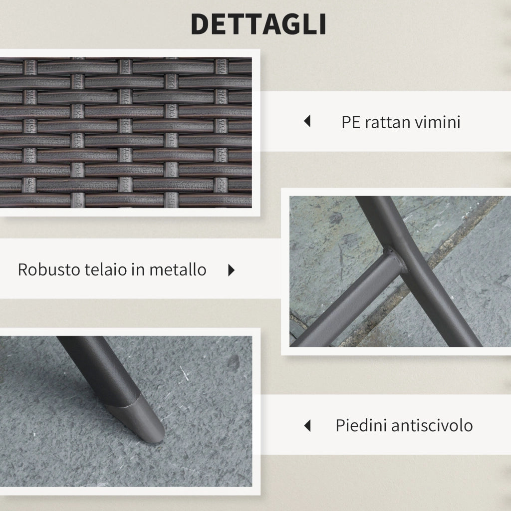 Set da Giardino Pieghevole 3 Pezzi in Rattan e Metallo ¨C zephmum ¨C Nero