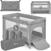 Culla portatile, letto per bambini, lettino per viaggio da nascita a 15 kg, ingresso laterale, sistema di sicurezza LockGuard, blocco delle ruote, tasca portabambino, pieghevole