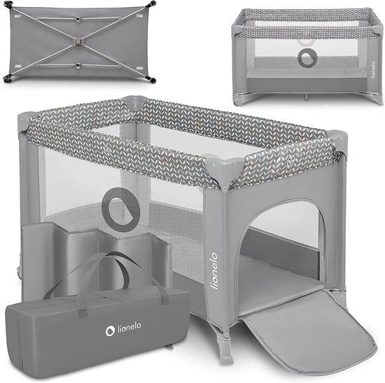Culla portatile, letto per bambini, lettino per viaggio da nascita a 15 kg, ingresso laterale, sistema di sicurezza LockGuard, blocco delle ruote, tasca portabambino, pieghevole