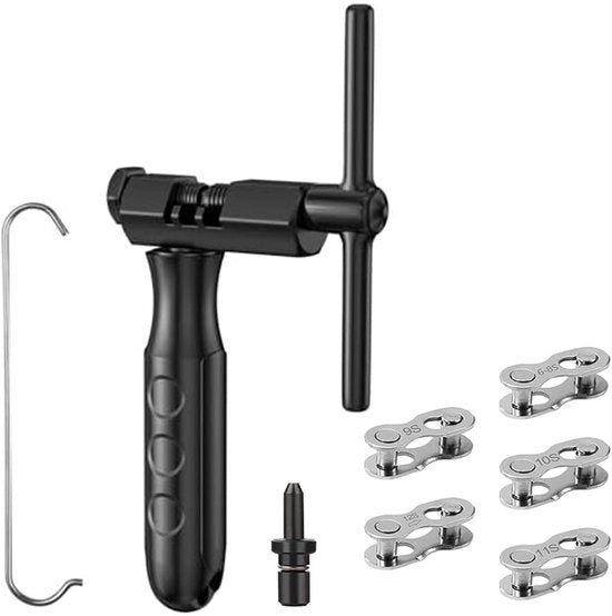 Kit di riparazione per catena da bicicletta - Strumento per rimuovere la catena - Puntine di sostituzione - Chiave per catena - Attrezzo per bicicletta - Materiale in acciaio di alta qualità