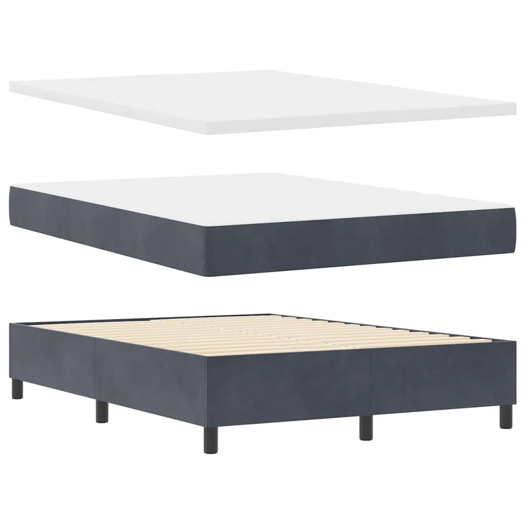 Letto a molle con strisce LED Grigio scuro 140 x 190 cm Velluto 3343863