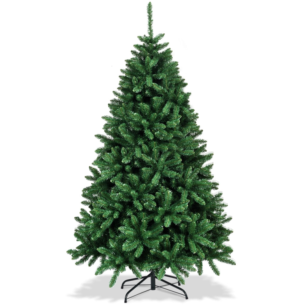 183cm Albero di Natale Artificiale in PVC con 1355 rami e supporto metallo, Albero natalizio con effetto realistico-Alberi di Natale