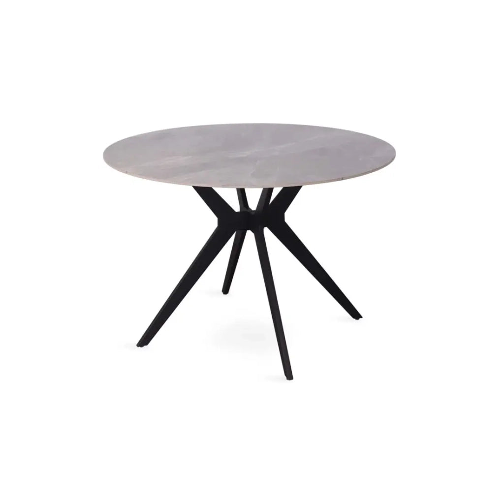 Tavolo da pranzo rotondo ARVENA – 110 cm – Piano in pietra sinterizzata – Colore grigio – Design contemporaneo e robusto