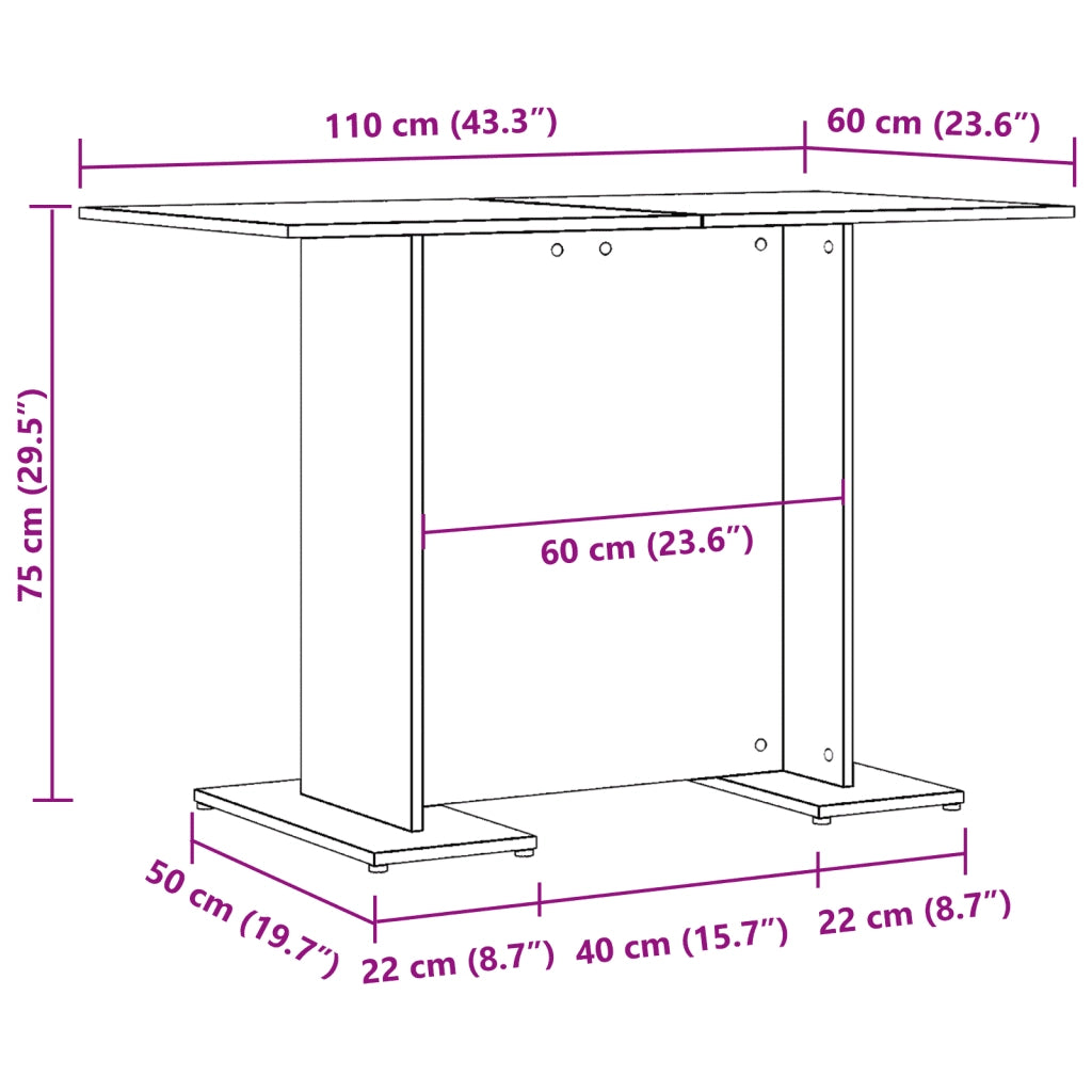 vidaXL Tavolo da Pranzo Legno Antico 110x60x75 cm in Legno Multistrato