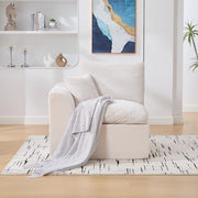 OKWISH Poltrona in Velluto a Coste, Seduta in Schiuma con Molle e Cuscino Incluso, Design Minimalista, Beige 101 × 102.5 × 84 cm