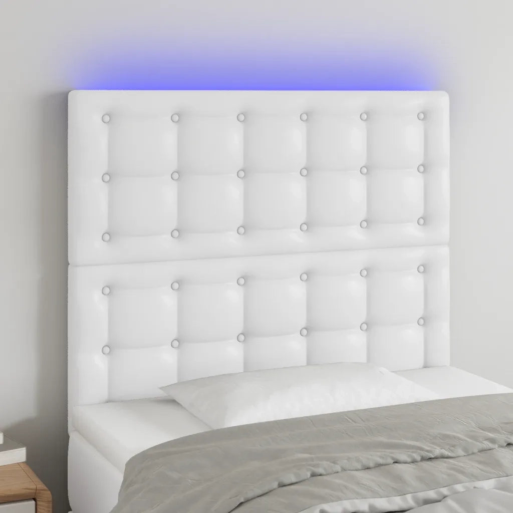 Testiera | Testata a LED Bianco 90x5x118/128 cm in Similpelle