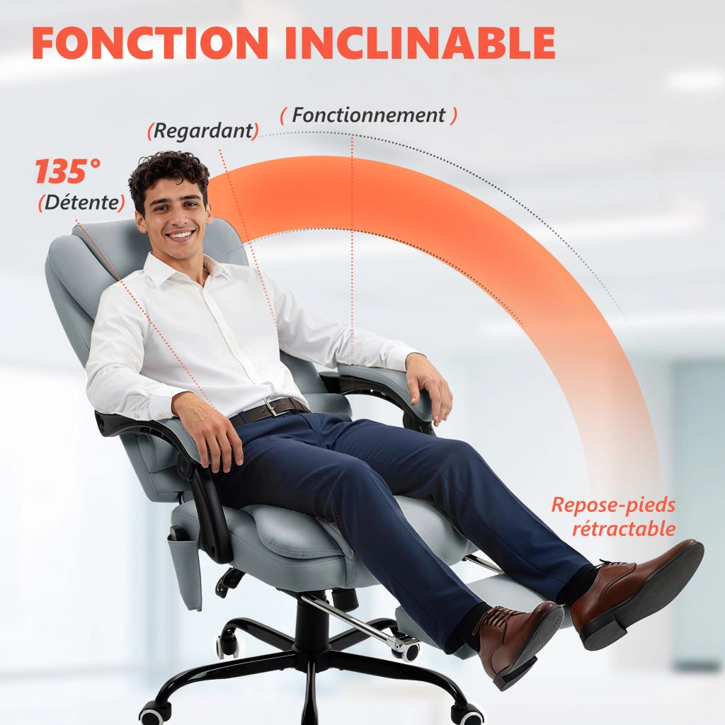 Sedia da ufficio massaggiante ¨C zephmum ¨C regolabile reclinabile grigio