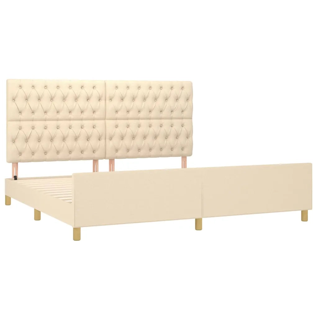 Giroletto con Testiera Crema 200x200 cm in Tessuto 3125329