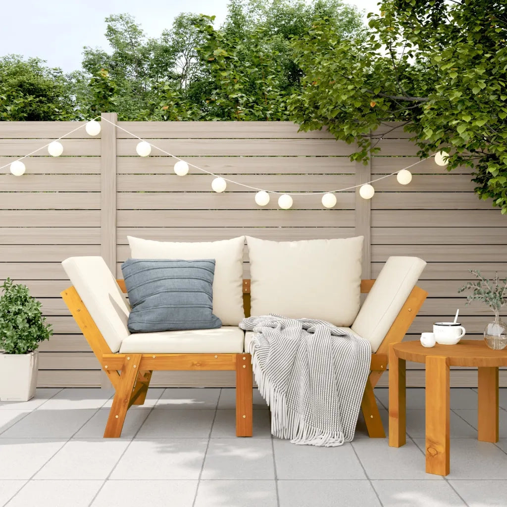 Panchina da Giardino | Panca da Giardino con Cuscini 2-in-1 in Legno di Acacia