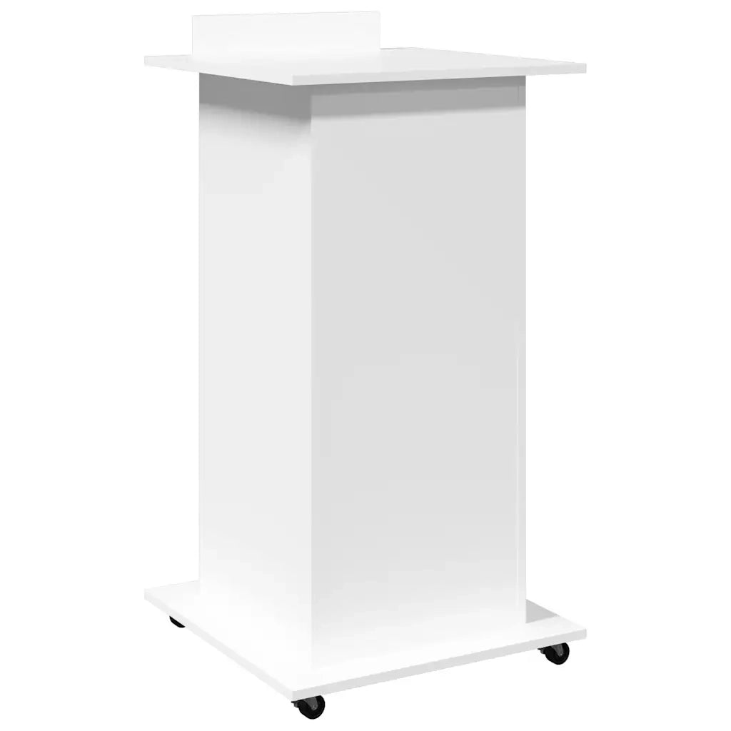 Leggio con Ruote e Cassetto Bianco 55x55x107 cm in Multistrato CFW4732305