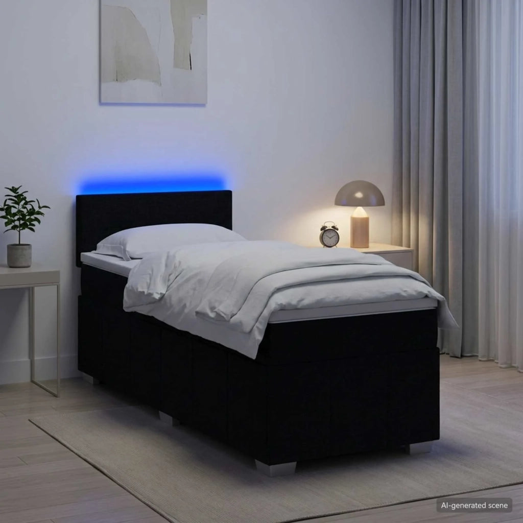 Letto box spring con materasso Nero 90 x 200 cm Tessuto 3452588