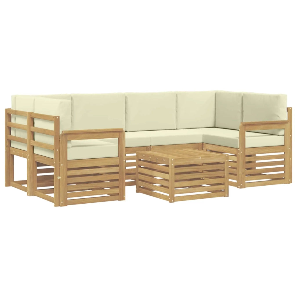 Set di divani da esterno 7 pcs Bianco e Crema Poliestere