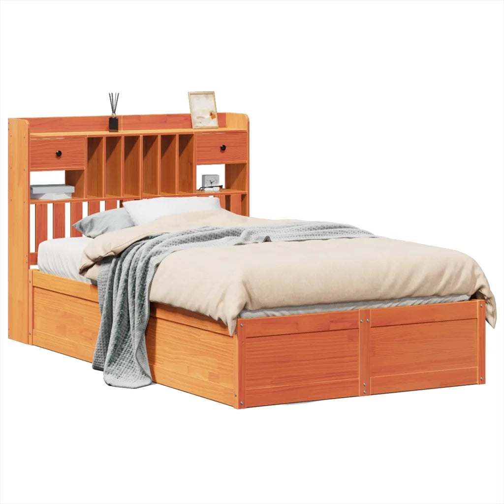 Letto senza Materasso Marrone Cera 135x190 cm in Legno di Pino
