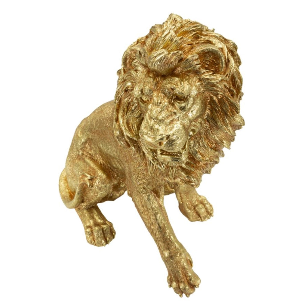 Scultura Leone 2, Oro, Poliresina, 45x29x55 cm