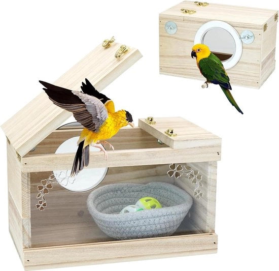 Nestkast voor grasparkiet en andere vogels - roodborstje, mussen, kanarie - maat M