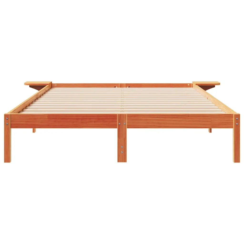 Letto con Tavolini Laterali Marrone cerato 140 x 220 cm