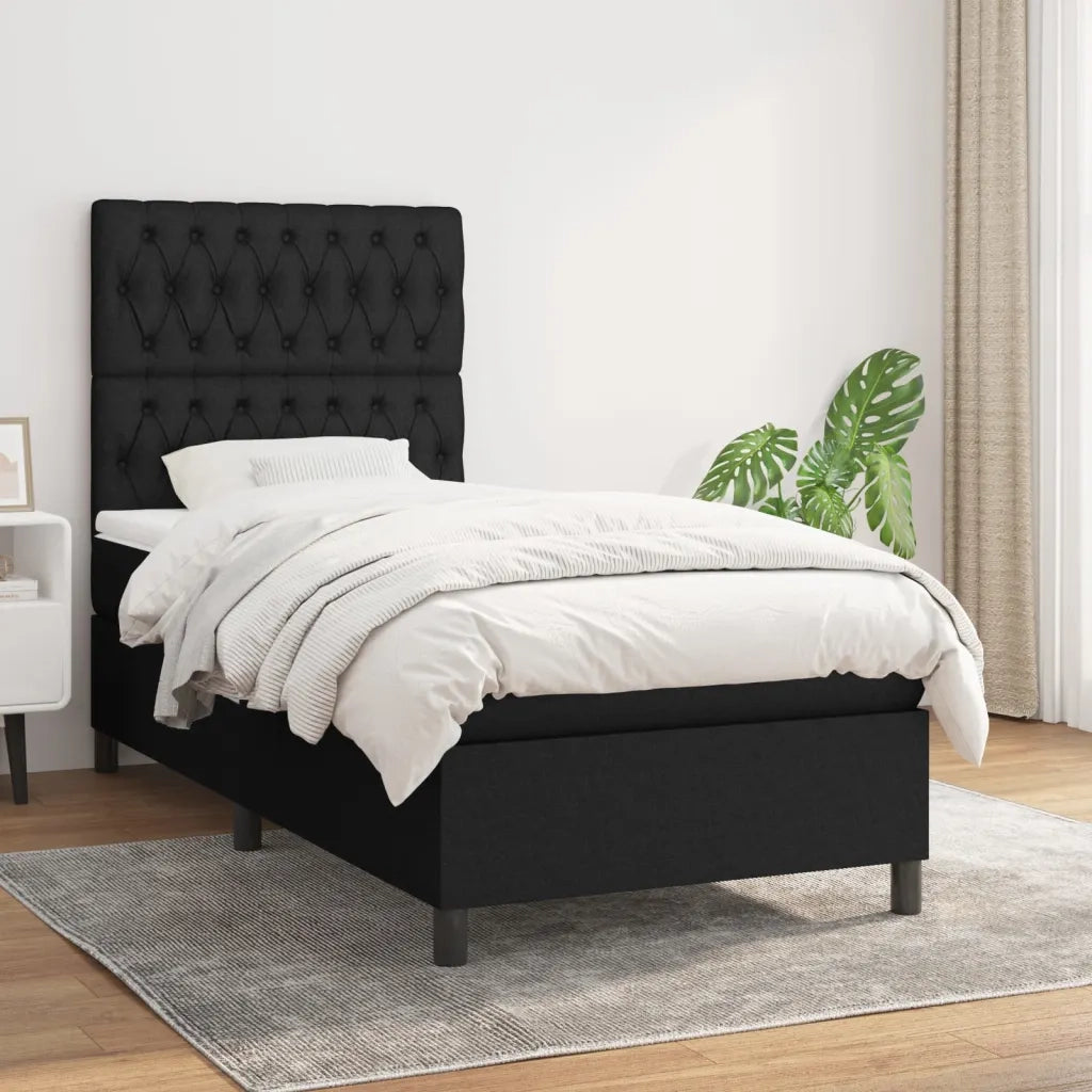 Giroletto a Molle con Materasso Nero 90x200 cm in Tessuto cod mxl 59617