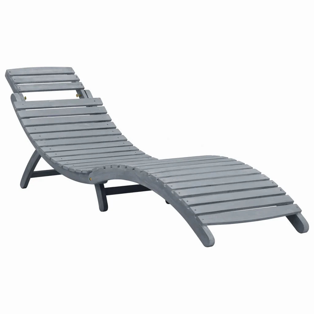 Sdraio sdraio prendisole lettino da giardino terrazza mobili da esterno con cuscino grigio legno massello di acacia 02_0012472