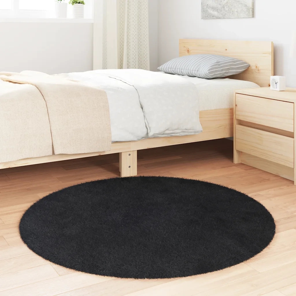 Tappeto Shaggy a Pelo Lungo NAVARRA Nero 100x100 cm poliestere