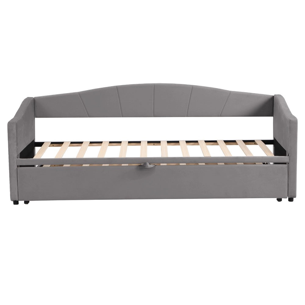 Letto Estraibile Multifunzione ¨C MINIMAL ¨C Velluto Grigio, 90/180x200