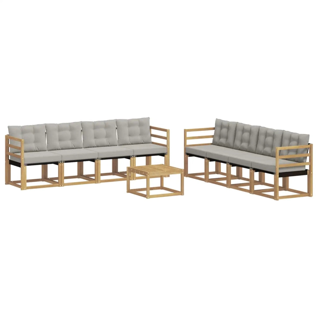 Set di divani da esterno 9 pz Bianco e Grigio Chiaro 3389321