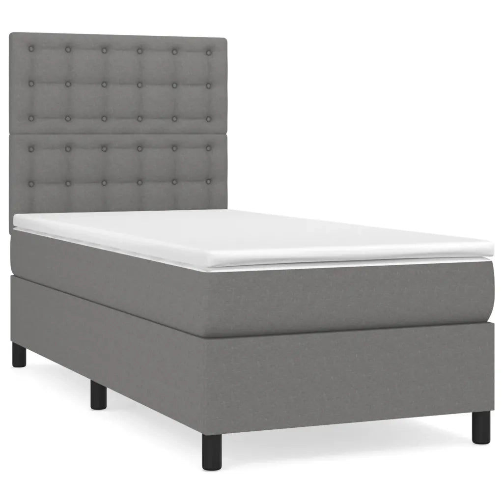 Giroletto a Molle con Materasso Grigio Scuro 90x200 cm Tessuto 3142066