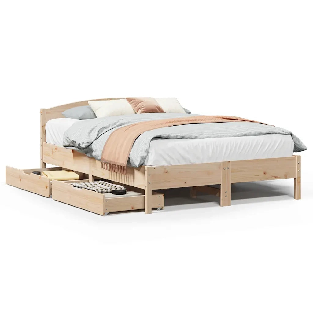 Letto matrimoniale | Letto per adulti | Letto senza Materasso 120x190 cm in Legno Massello di Pino