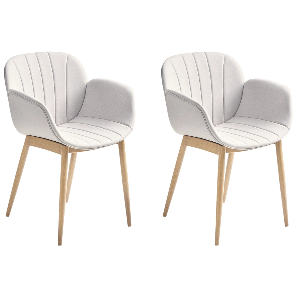 Set di 2 sedie da pranzo con imbottitura in tessuto grigio Seduta da pranzo dal design moderno e contemporaneo