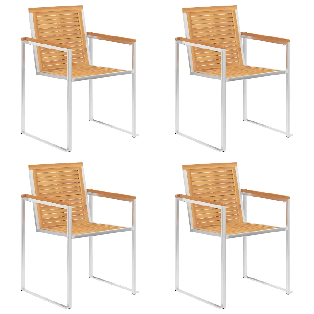 Sedie da Giardino con Cuscini 4 pz in Legno Massello di Teak 3078562