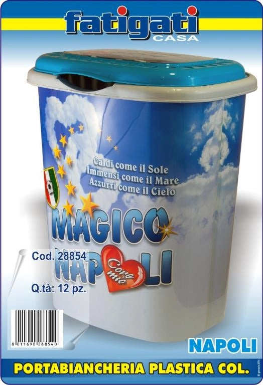 Cesta Portabiancheria in Plastica SSC Calcio Napoli 42 x 33 x 49 cm