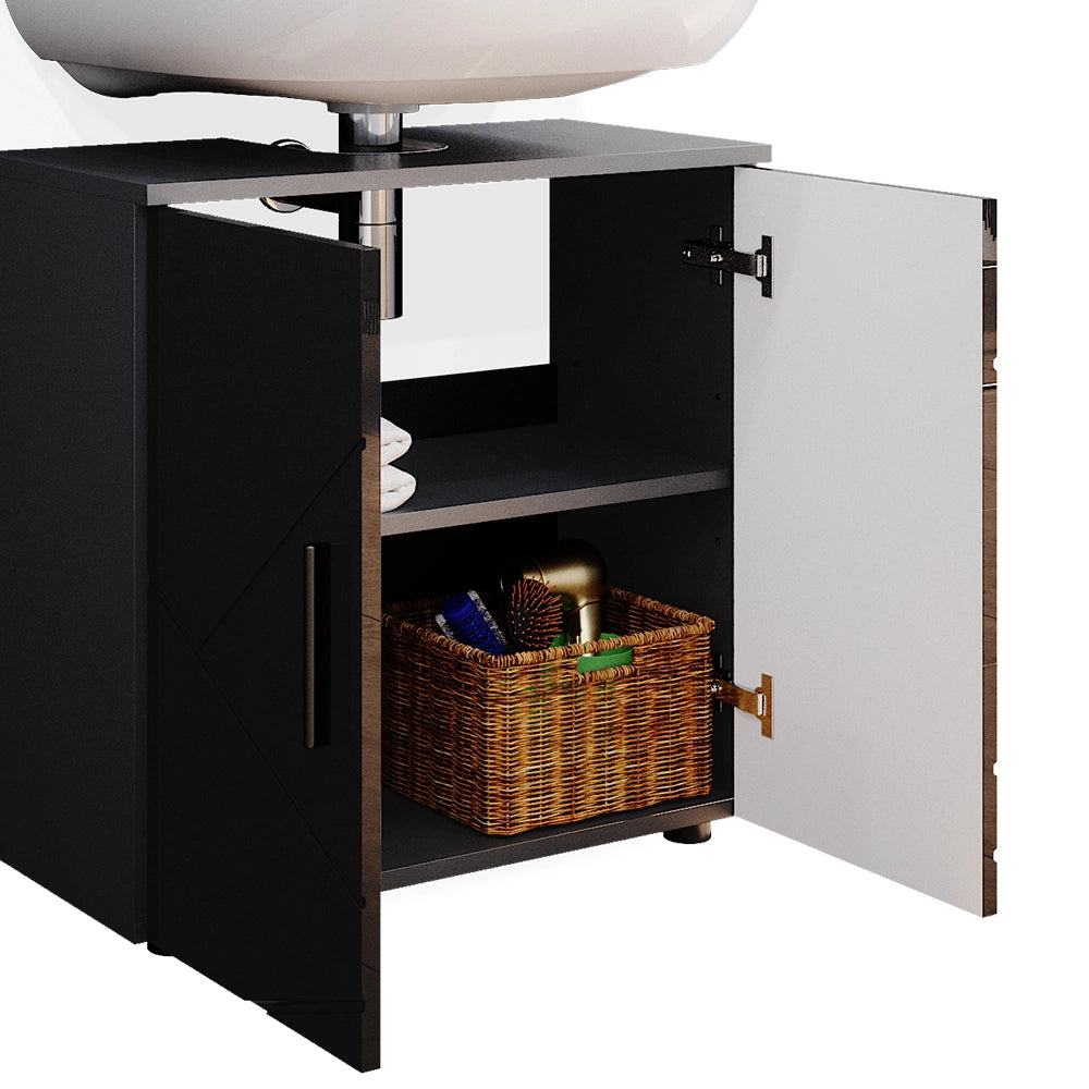 Set di mobili da bagno Irma Antracite lucido 2 parti, con colonna Vicco