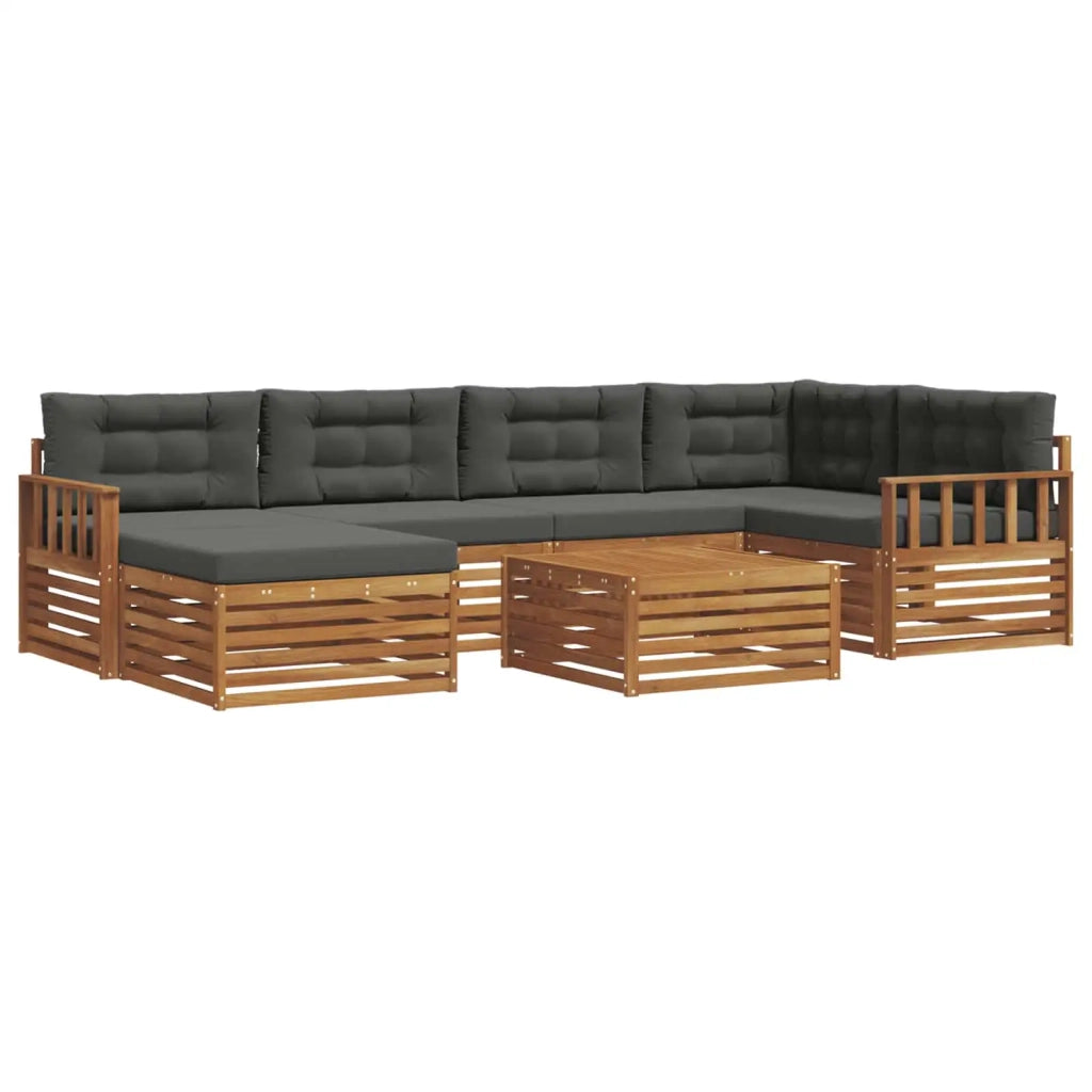 Set di divani da esterno con cuscino 7 pcs Naturale e Antracite